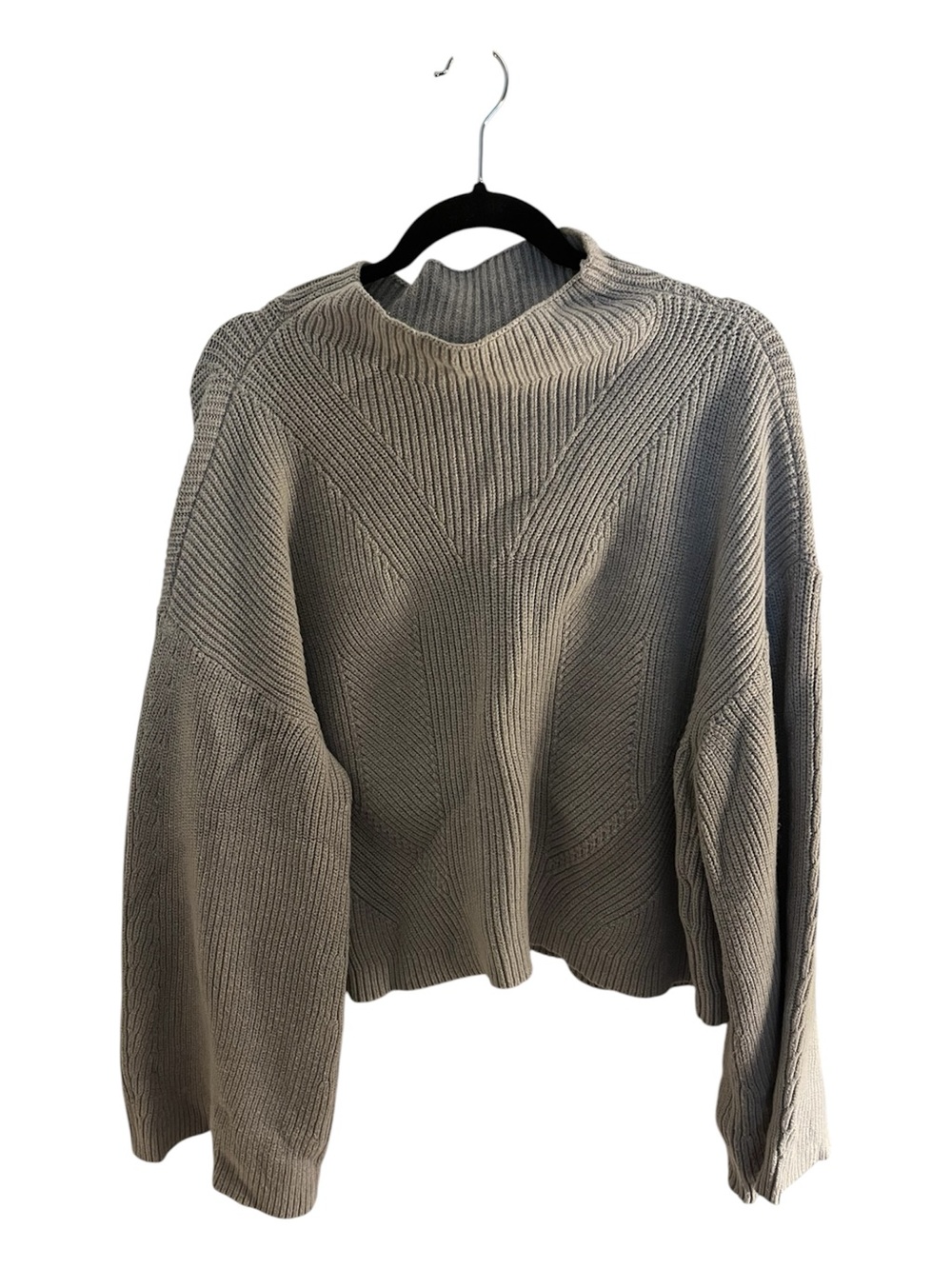Maeve Ribbed Mock-Neck Wide Sleeve Sweater